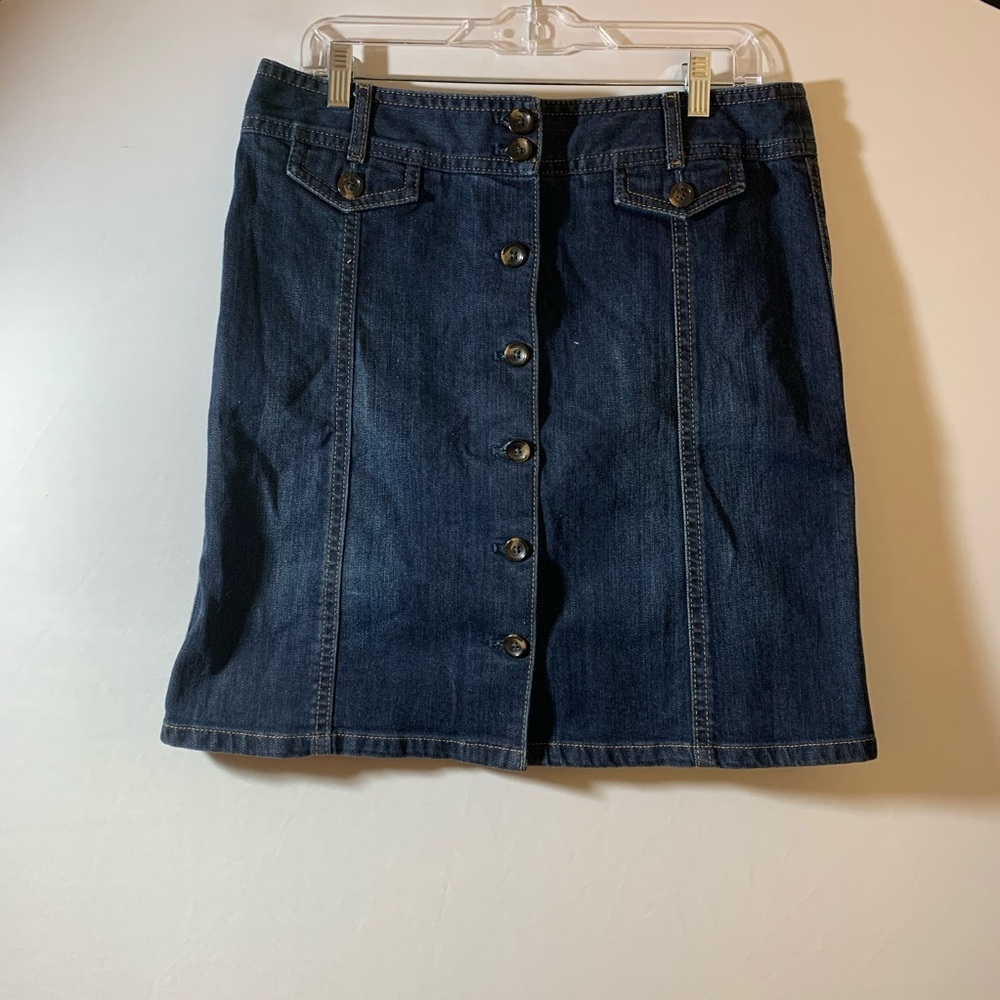 ANN TAYLOR Denim Button Up Skirt Size 10